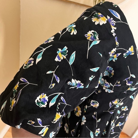 NICHOLAS Puff Sleeve Mini Dress Lydia Black Floral Print Cotton Size 6 - Picture 5 of 11